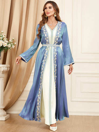 LOVECCR 3454 Middle East Dubai New Evening Dress Suit Cross-Border Foreign Trade Muslim Women's Robe Two-Piece Set Dress