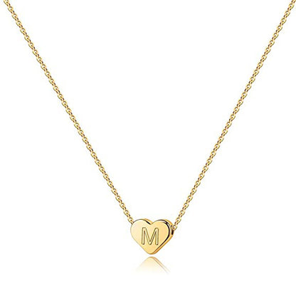 Cross-Border Love Engraved Letter Necklace Letter Heart-Shaped 26 Letters Pendant Necklace HOTan and NEWn Simple Clavicle Chain