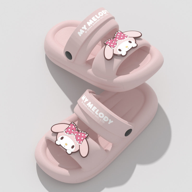 New Sanrio Cinnamoroll Babycinnamoroll Sandals Women's Summer Home Cartoon Soft Bottom Non-Slip Drooping Sandals Can Be Worn outside