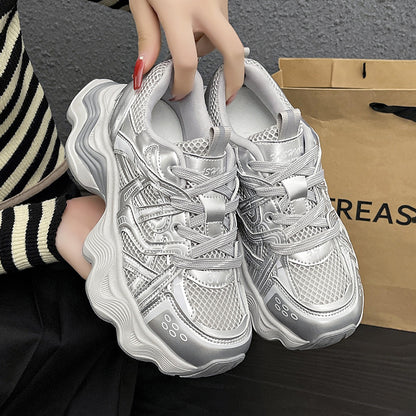 loveccr Platform Dad Shoes Women's Breathable Mesh  Summer New HOTan Goods Ins Internet Celebrity Versatile Casual Sneaker Fashion