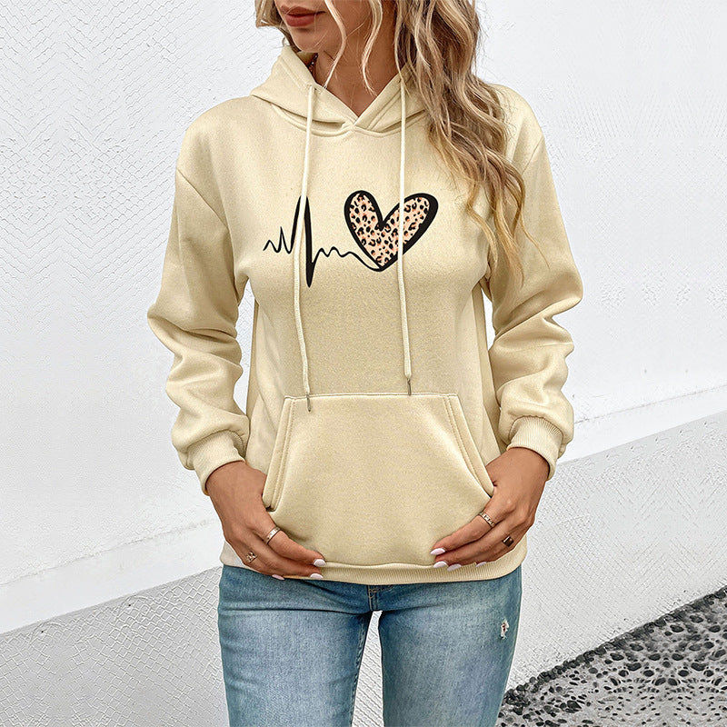 LOVECCR Hot autumn and winter new 2025 long-sleeved pocket hoodie   casual hooded printed pullover sweater