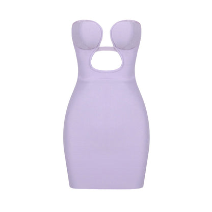 LOVECCR 2023 Summer  Women's Hollow Ring Tube Top Sexy Style Short Premium Bandage Elastic Dress