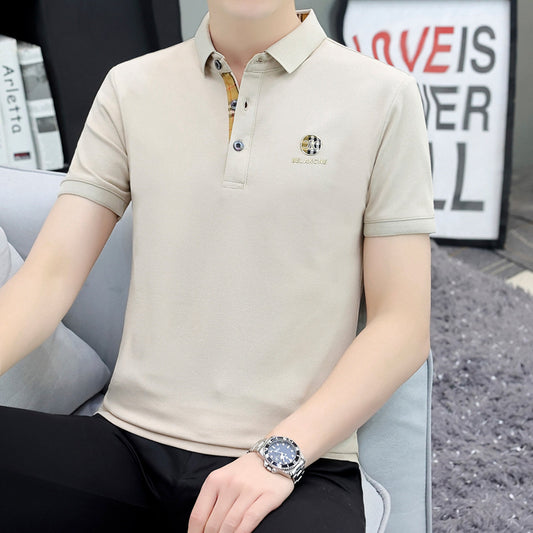 New Pearl Cotton Short-Sleeved Polo Shirt Men's Business Casual Half-Sleeved Men's T-shirt Men's Work Clothes Wholesale