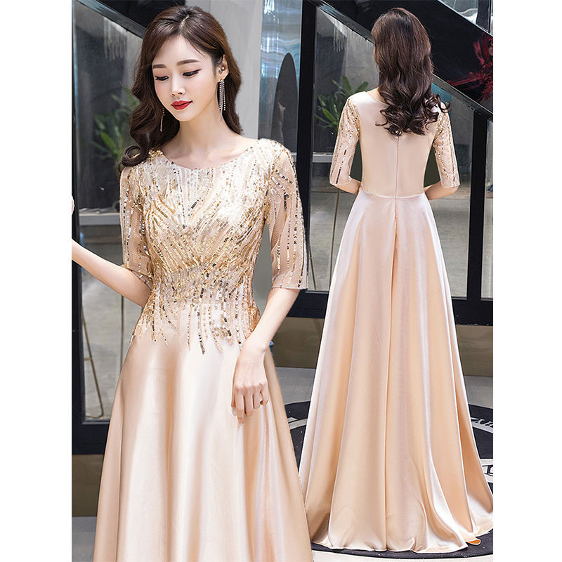 LOVECCR Mother-in-Law Dress Choir Performance Dress Long Dress New Host Conductor Recitation Slim-Fit Evening Dress