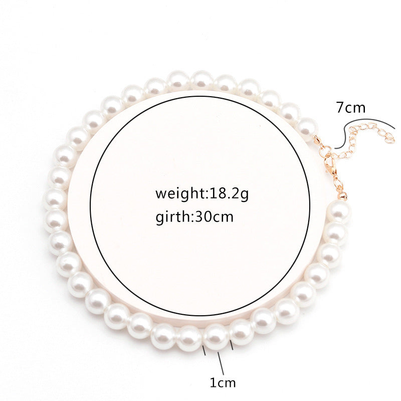 Cross-Border Ins Simple Fashion Imitation Pearl Single-Layer Necklace for Women Temperament Wild Necklace Clavicle Chain Jewelry Wholesale