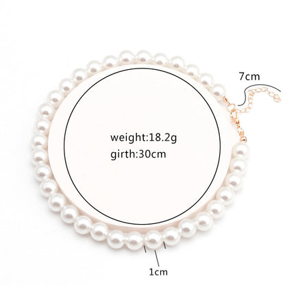 Cross-Border Ins Simple Fashion Imitation Pearl Single-Layer Necklace for Women Temperament Wild Necklace Clavicle Chain Jewelry Wholesale