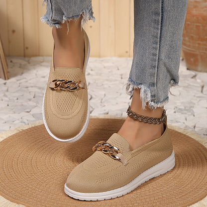 loveccr Loafers Women's  Spring/Summer New Fly Woven Mesh Breathable Shoes Women's Cross-Border plus Size round Toe Shallow Mouth Sneakers Women