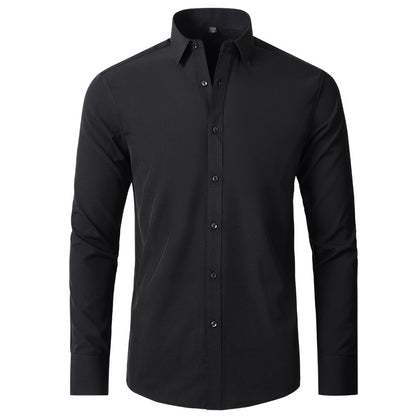 Cross-Border Full Elastic Force Shirt Men's Shirt Non-Ironing Anti-Wrinkle  Foreign Trade Simple Business Thin Shirt Men