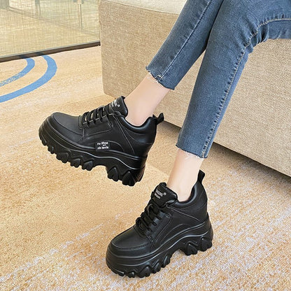 loveccr Platform Heel Height Increasing Insole Dad Shoes Women's  Spring and Autumn New Fashion Lace-up Sports Casual Shoes Korean Style Students' Shoes