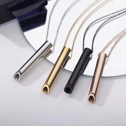 HOT and NEW Cross Border Hot Sale Can Carve Writing Whistle Meditation Samma-sati Breath Decompression Anxiety Yoga Stainless Steel Pendant Necklace