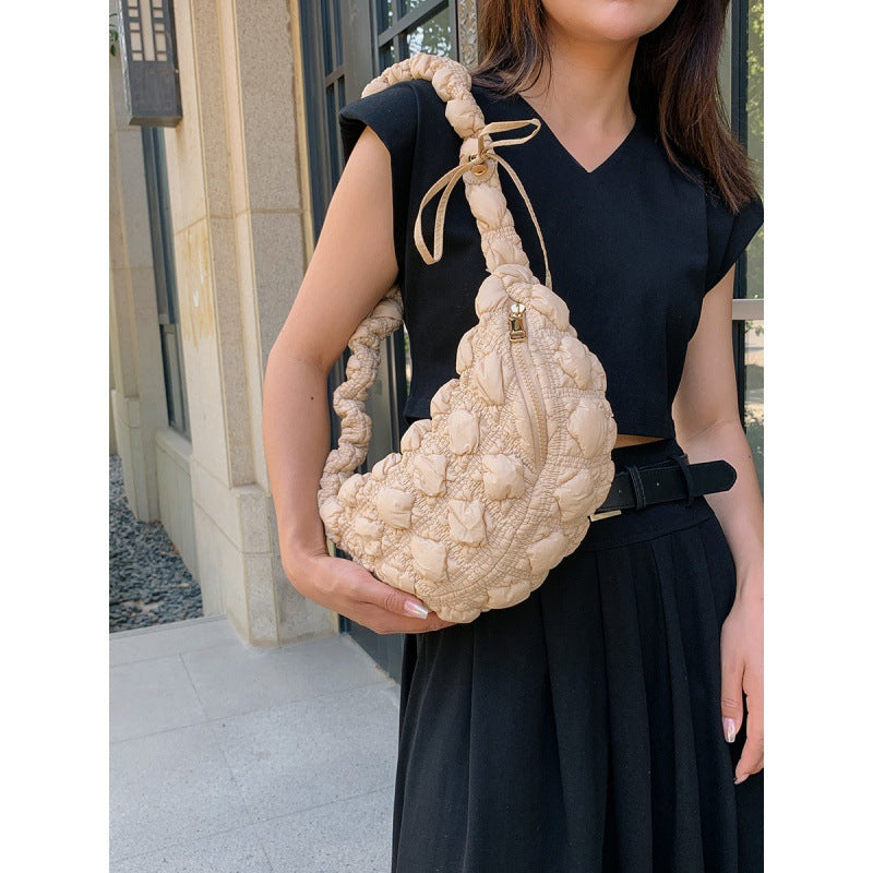 loveccr New South Korea Niche Cloud Bag Ins Idle Style Bubble Pleated down Bag Lightweight Sponge Shoulder Bag