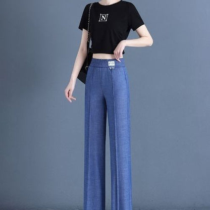 Lyocell Jeans Summer Thin 2024 New Drooping Straight Pants Slimming Women's Casual Versatile Pants Trousers