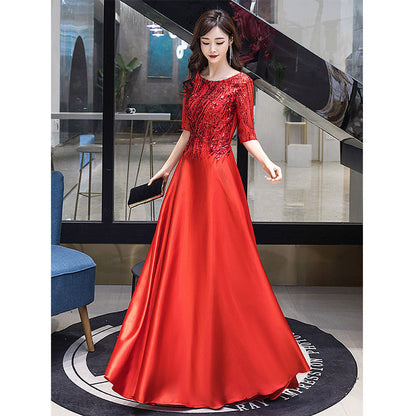 LOVECCR Mother-in-Law Dress Choir Performance Dress Long Dress New Host Conductor Recitation Slim-Fit Evening Dress