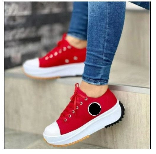 In Stock Shoes Women's Spring and Autumn  New Canvas Shoes Breathable High-Top Casual Women's Shoes Thick Bottom Lace-up Elevator Shoes