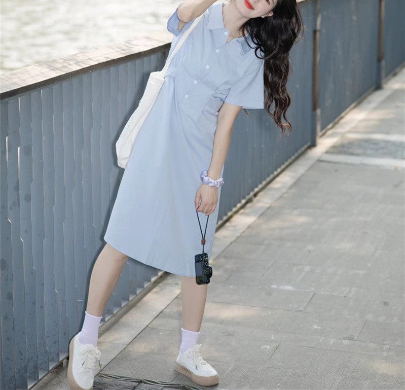 Tea Break  Platycodon Grandiflorum Retro Gentle Style Elegant High-Grade Polo Shirt Dress Children's  Summer