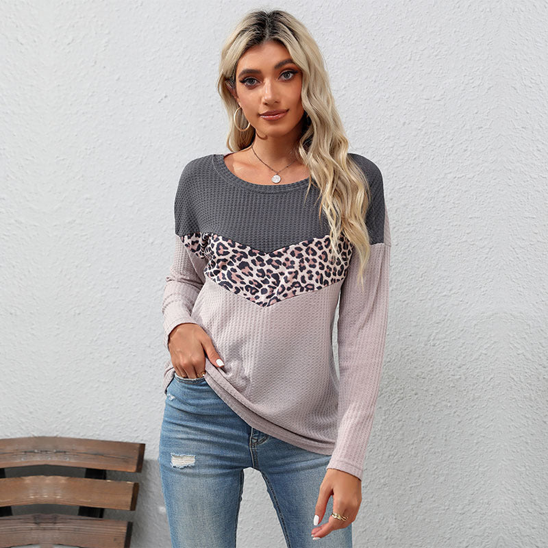 LOVECCR Strictly selected  New autumn new products fashion leopard print color matching knitted sweater long sleeve 2025 casual top women