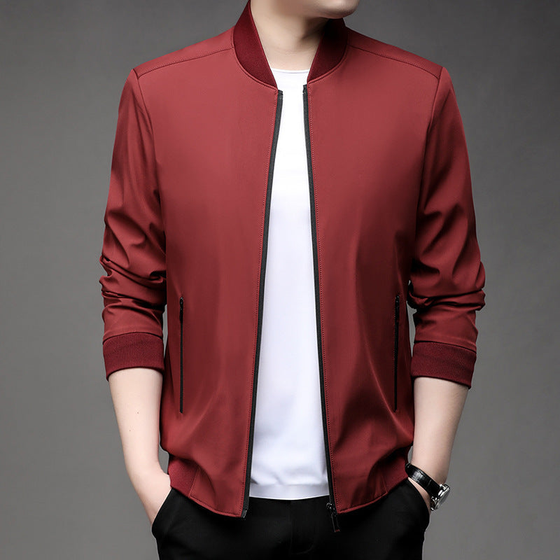 Spring New Middle-Aged Men's Business Casual Baseball Collar Jacket Jacket All-Matching Men's Clothing Dad Jacket