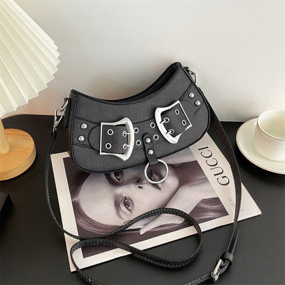 LOVECCR 2025 popular new Korean version fashion retro high sense Internet celebrity trendy cool locomotive bag Popular style versatile shoulder messenger bag