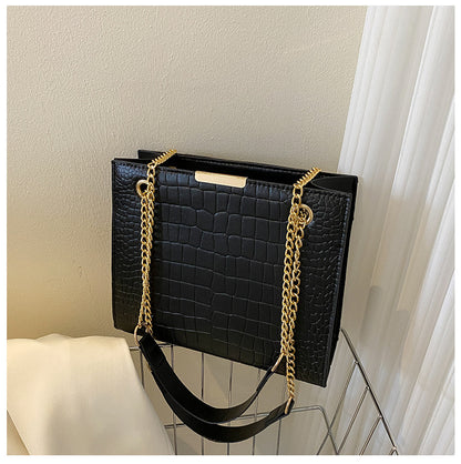 loveccr Cross-Border Women's Bag  New Fashion Shoulder Bag Stone Pattern Chain Messenger Bag Texture Versatile Small Square Bag