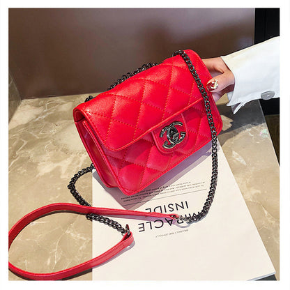 loveccr MUJI Women's Bag  New Women's Bag Chain Bag Small Square Bag Female Embroidered Line Shoulder Bag Messenger Bag Female Small Bag