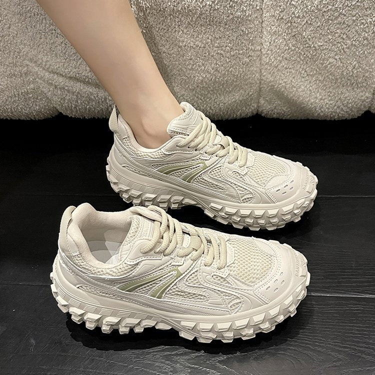 loveccr Tire Men's and Women's Same Style Sports Shoes Women's  New All-Match Casual Thick Bottom Increased Durian Dad Shoes Women's