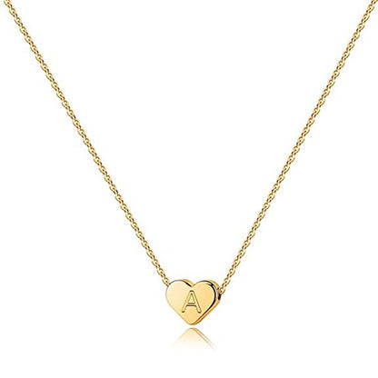 Cross-Border Love Engraved Letter Necklace Letter Heart-Shaped 26 Letters Pendant Necklace HOTan and NEWn Simple Clavicle Chain