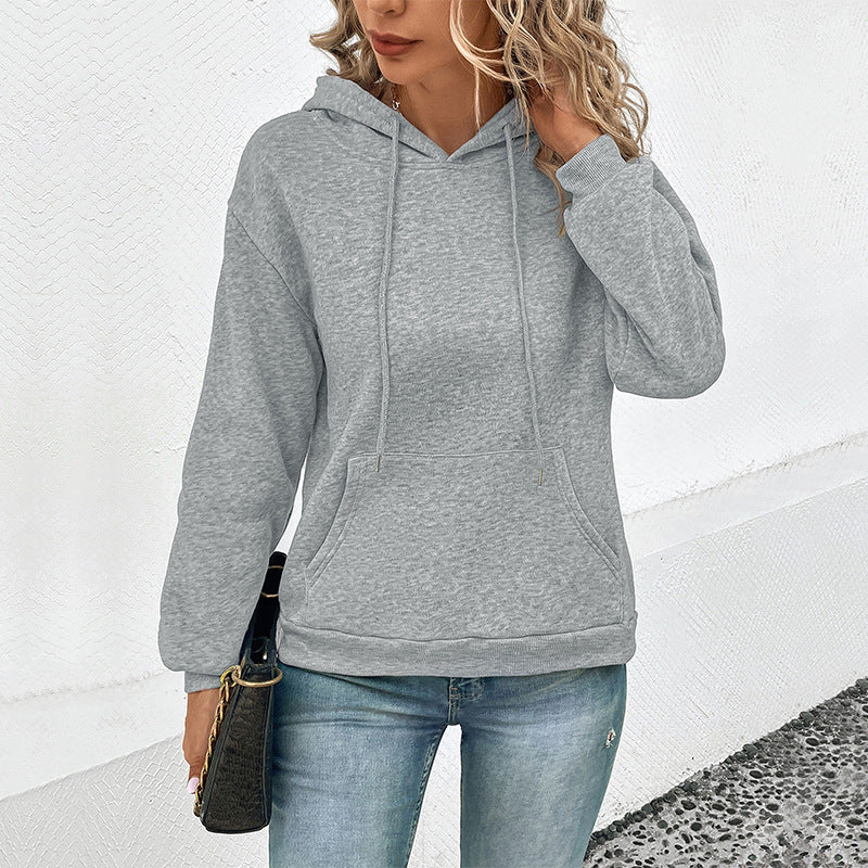 LOVECCR Hot autumn and winter new 2025 pocket hoodie   women's casual hooded pullover pocket sweater