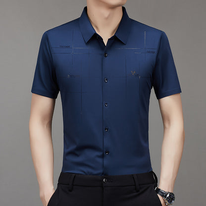 Summer New TikTok Same Style Men's Short-Sleeved Shirt Business Seamless Shirt