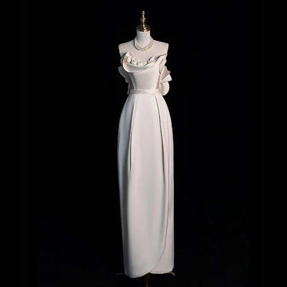 LOVECCR  Style Tube Top Light Wedding Dress High-Grade Bridal Niche Morning Gowns Retro Fishtail Wedding Veil Small Satin Dress