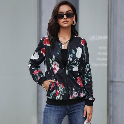 LOVECCR Hot autumn new baseball jacket 2025  trade women's retro printed zipper jacket