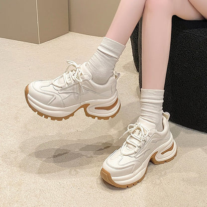 loveccr Thick Bottom Heightened Daddy Shoes Women's Spring  New Korean Style Fashion All-Match Casual Sneaker Women's Delivery