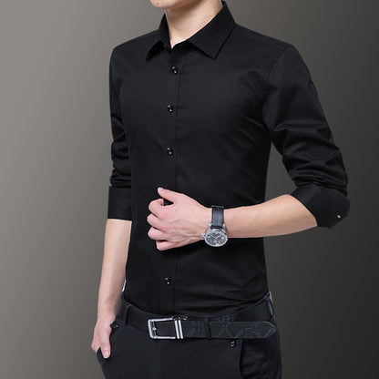 Long Sleeve Shirt Men's Korean-Style Slim Fit Spring and Autumn Clothes Handsome Male Gray Shirt Trendy Casual Formal Wear Shirt