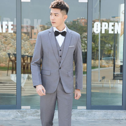 LOVECCR   Suit Suit Men's Three-Piece Suit Business Formal Wear Professional Casual Small Suit Slim Best Man Groom Wedding Suit