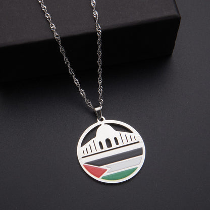 LOVECCR Hot Sale Cross-Border Dripping Oil Vintage Palestine Map Pendant Necklace Stainless Steel Fashion Personalized Pendant