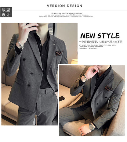 LOVECCR   23 Spring New Suit Slim Fit Business Casual plus Size Double Row Suit Men's Dress SJT9890-P210