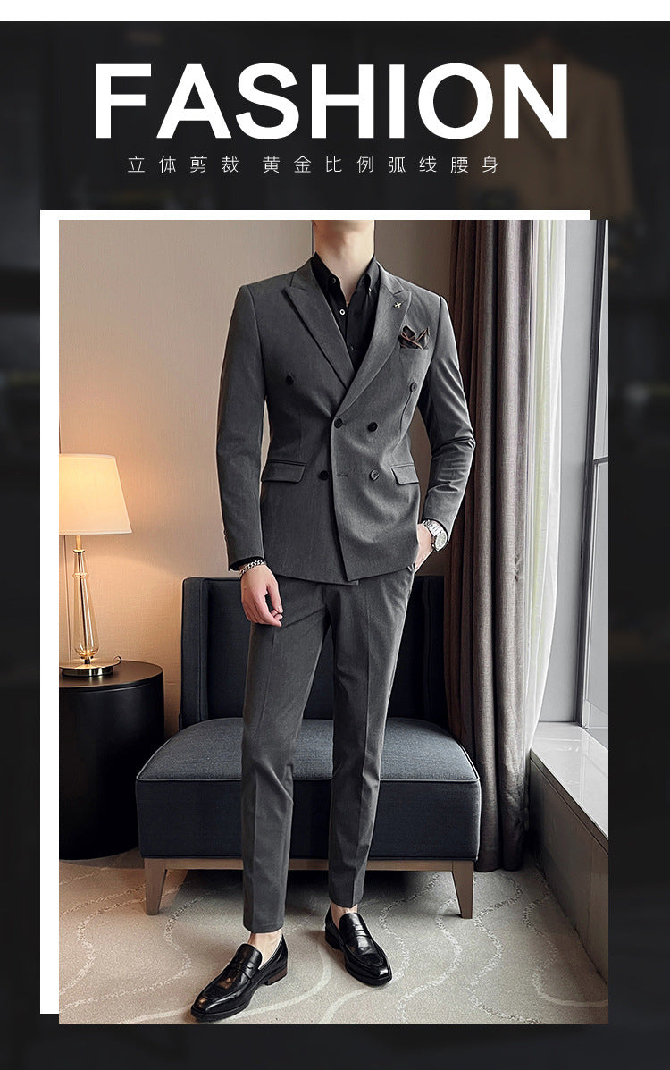 LOVECCR   23 Spring New Suit Slim Fit Business Casual plus Size Double Row Suit Men's Dress SJT9890-P210