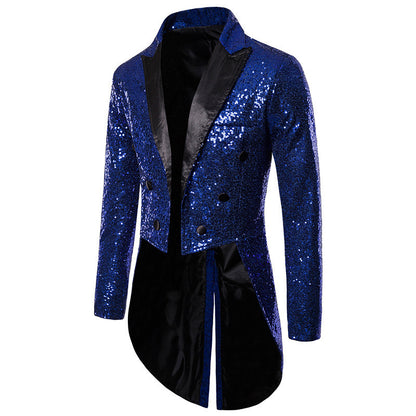 LOVECCR   Cross-Border Foreign Trade Men's Suit Swallowtail Banquet Nightclub Performance Sequin Fashion Design Men's Jacket