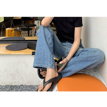 Retro Washed Loose Jeans Women's Autumn New Loose Slimming and Straight Casual Mop Wide Leg Pants Generation Hair