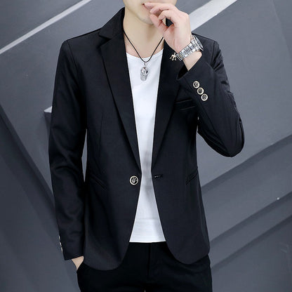 LOVECCR   Suit Men's One Suit Matching Summer Korean Style Trendy Fashion Dress 3/4 Sleeve Non-Ironing Casual Small Suit