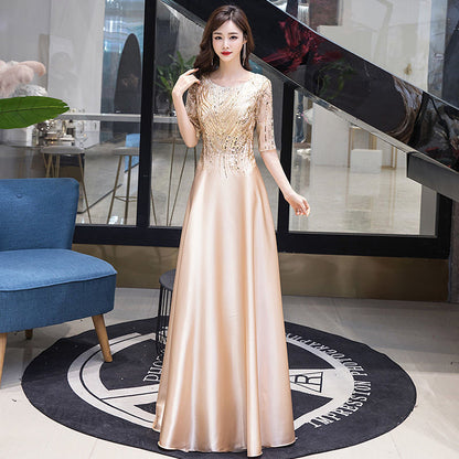 LOVECCR Mother-in-Law Dress Choir Performance Dress Long Dress New Host Conductor Recitation Slim-Fit Evening Dress