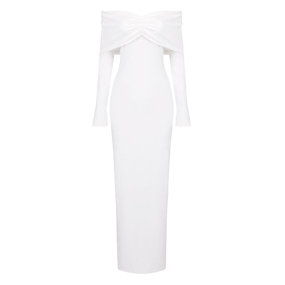 LOVECCR popular spring new white long-sleeved tube top pleated long 2025 women's  elastic primer dress