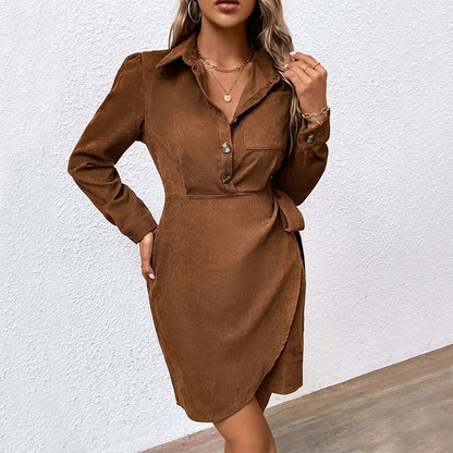 LOVECCR New Hot Trade Women's Clothing Hot Autumn and Winter New Lace-Up Skirt 2025 Corduroy Dress