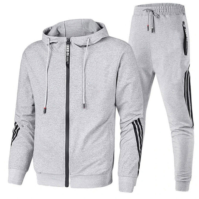 Cross-Border  New European and American Men's Casual Sports Suit Fashion Zipper Jacket Men's and Women's Running Sports Suit