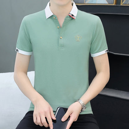 New Pearl Cotton Short-Sleeved Polo Shirt Men's Business Casual Half-Sleeved Men's T-shirt Men's Work Clothes Wholesale