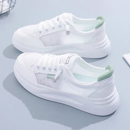 loveccr White Shoes Women's Summer  New Mesh Shoes Breathable Mesh Versatile Thin Casual Platform Spring and Summer Sports Board Shoes