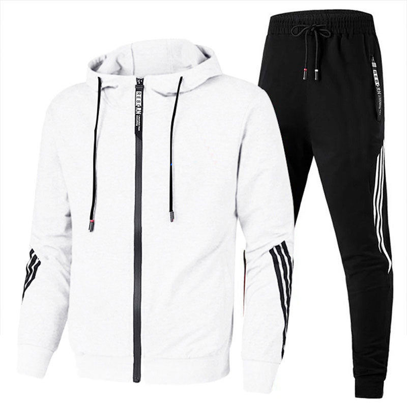 Cross-Border  New European and American Men's Casual Sports Suit Fashion Zipper Jacket Men's and Women's Running Sports Suit