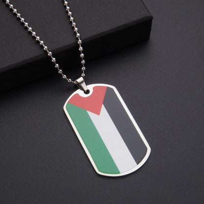 LOVECCR Hot Sale Cross-Border Dripping Oil Vintage Palestine Map Pendant Necklace Stainless Steel Fashion Personalized Pendant