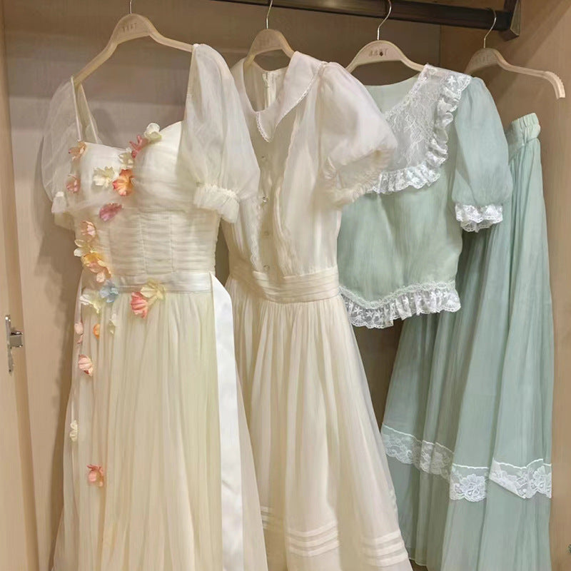 LOVECCR  Guangzhou Thirteen Rows New  Dress Sweet Puff Sleeve Princess Dress Brand Women's Dress Wholesale Supply