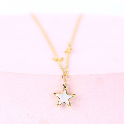 Xiaohongshu Hot Titanium Steel Necklace Multiple Five-Pointed Star Shell Stainless Steel Tower Clavicle Necklace Factory in Stock