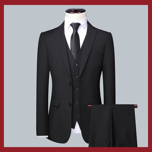 LOVECCR   Men's Suit Set Three-Piece Korean Slim Suit Men's Business Professional Formal Wear Best Man Groom Wedding Suit